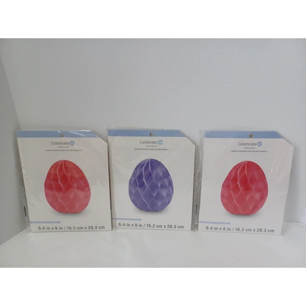 NEW Lot of 3 Celebrate It Easter Honeycomb Eggs Decor